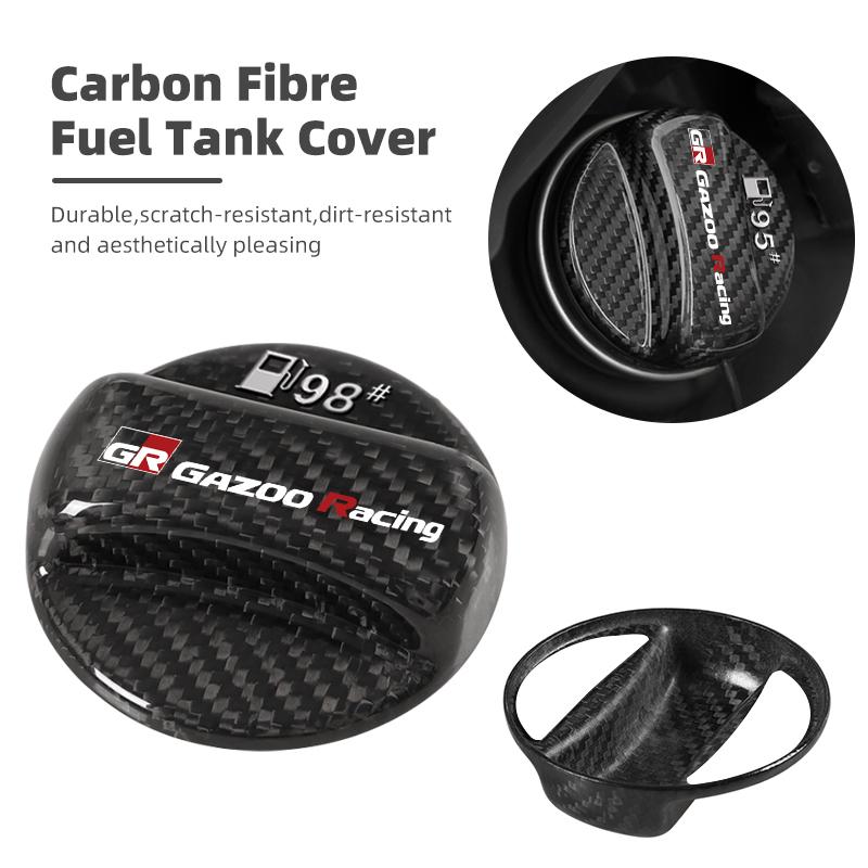 Real Carbon Fiber Gas Fuel Tank Cover Oil Filler Dustproof Cap For S3 GR GAZOO RACING Prado Yaris Hilux Corolla Prius Avensi JH3