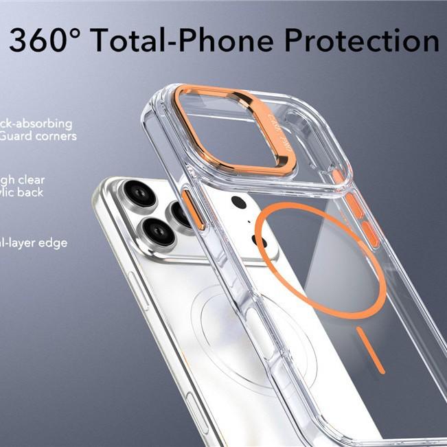 Новая модель подходит для чехла для мобильного телефона iPhone17Pro Max, Apple 16Pro, прозрачный чехол с магнитным держателем, яркий цвет.