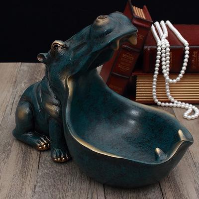Hippo Ornament Nordic Creative Home Living Room Shoe Cabinet Porch Key Storage Box Desktop Sundries Storage Plate Jewelry