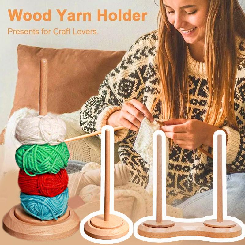 1PC Wooden High-quality Storage Winding Durable Single/Double Spool Rotatable Spinning Knitting Tools Roll Holder Dispenser