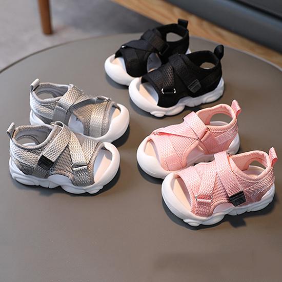 Детские сандалии, однотонные сандалии на липучке для девочек, корейское издание, детская пляжная обувь, летние детские сандалии на мягкой подошве Baotou