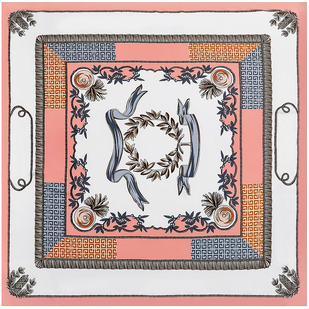 Silk Scarf Women Large Shawls Flower Print Stoles Square Bandana Luxury Kerchief Scarf Female Foulards 130CM