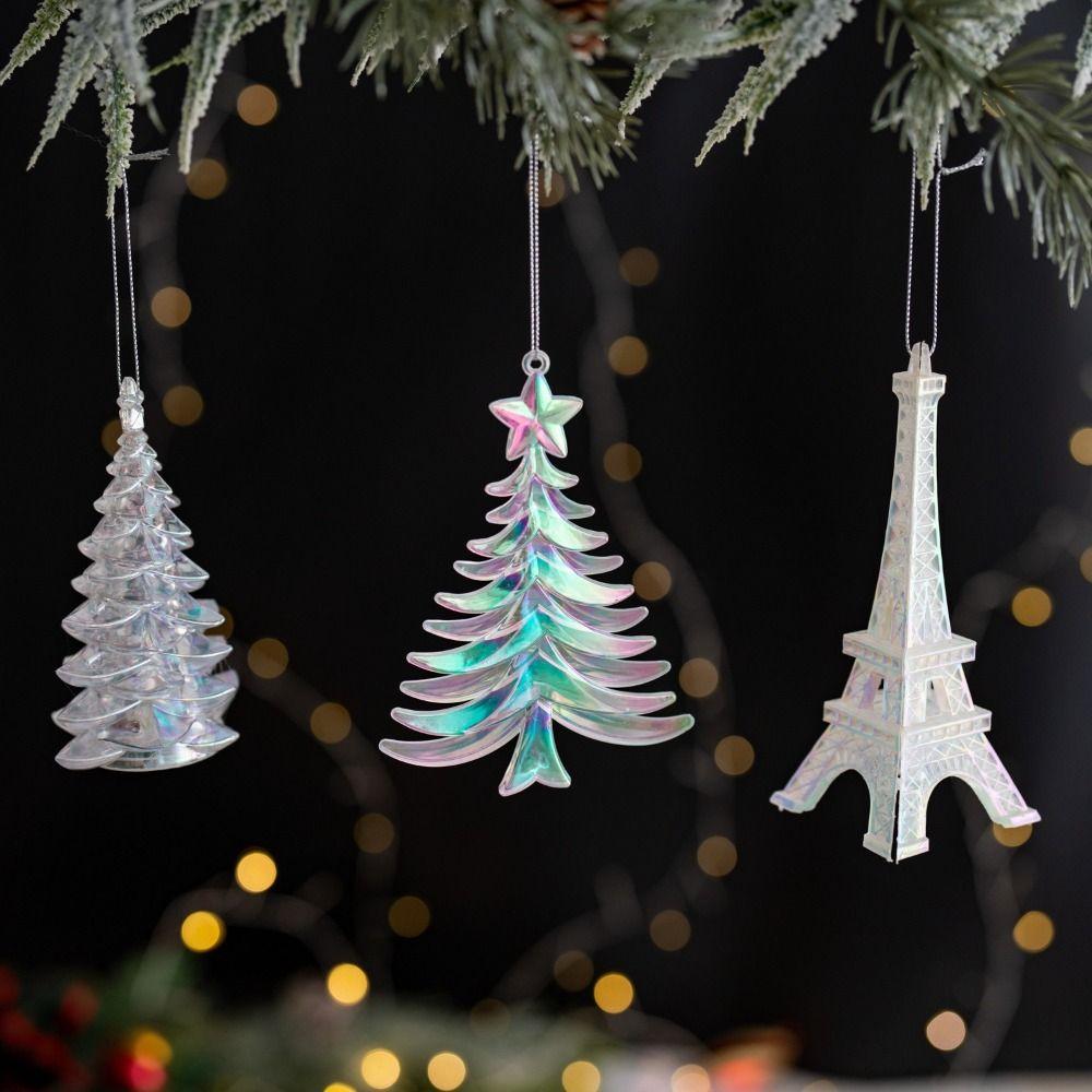Transparent Christmas Crystal Pendants Acrylic Hanging Ornaments  Navidad Noel