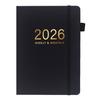 2026 Planner A5 Hardcover Daily Organizer with 12-Month Calendar Goal Tracking And Elastic Closure Productive Daily Agenda Book for