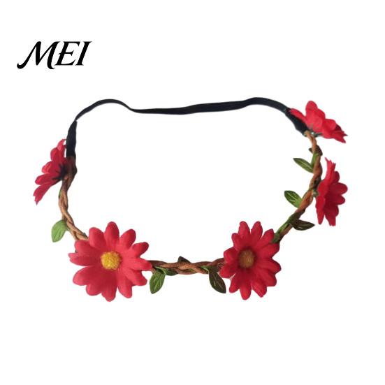 Elastic Daisy Headband for Children Sunflower/Daisy Wreath Women Girls, Flower Headpiece, Adjustable Floral Hair Accessory Beach Vacation Silk