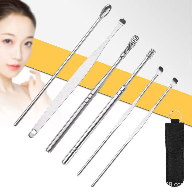 Набор из 6 предметов для чистки ушей из нержавеющей стали для взрослых и детей