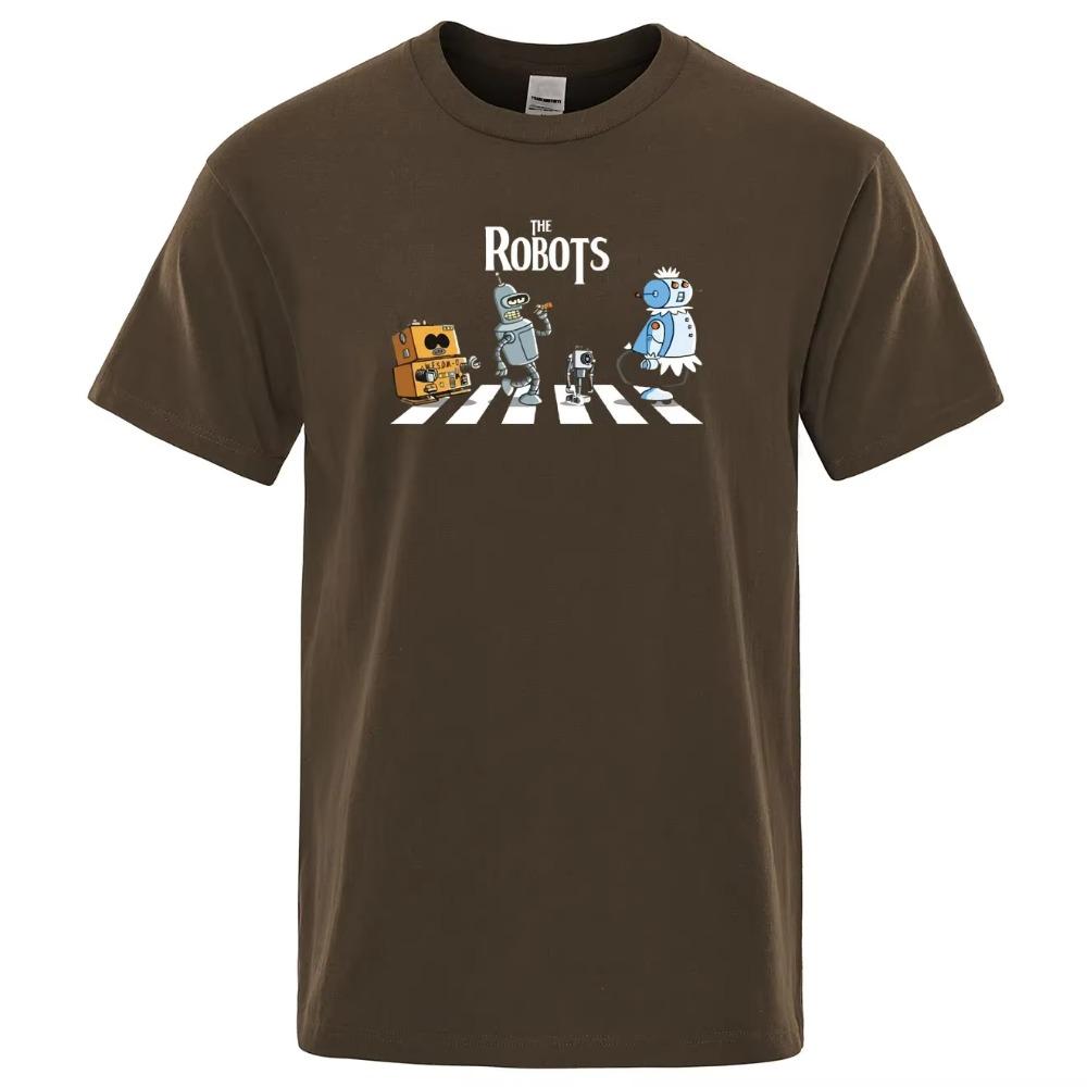 Летняя хлопковая мужская футболка с креативным принтом дроидов, футболка с роботом, новинка для мальчиков, повседневная модная дышащая футболка с короткими рукавами