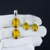 Beautiful Citrine Pendant Set, Citrine Gemstone Handmade 925 Sterling Silver Earring Pendant Set For Women Pendant Birthday Gift