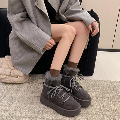 Женские зимние ботинки на толстой эластичной подошве, с мехом, теплые, с холодной подкладкой, нескользящие, износостойкие, повседневные, спортивные, короткие, хлопковые ботинки