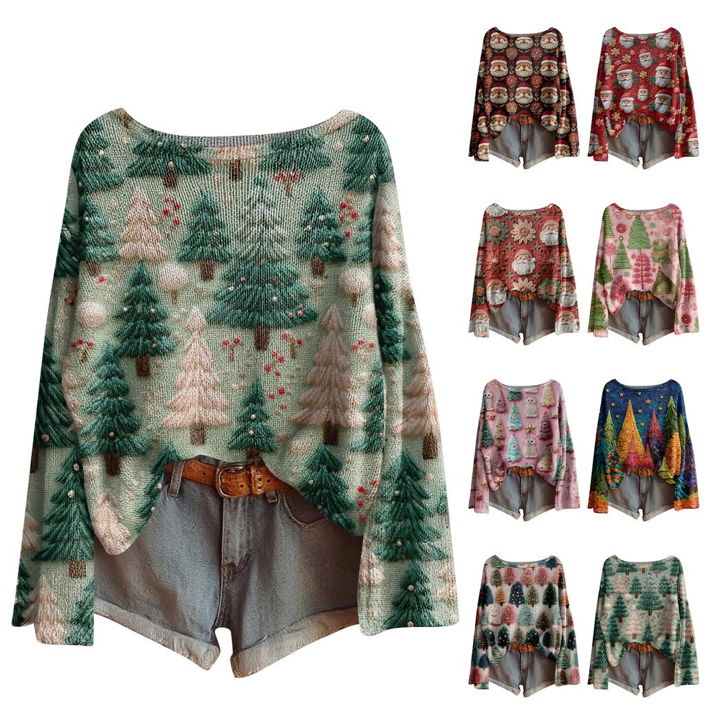 Women's Fashion Long Sleeve Christmas Snowman Snowflake Print Jacket Cardigan