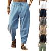 Summer Men's Solid Colour Straight Trousers Hip Hop Breathable Loose Casual Cotton Linen Trousers