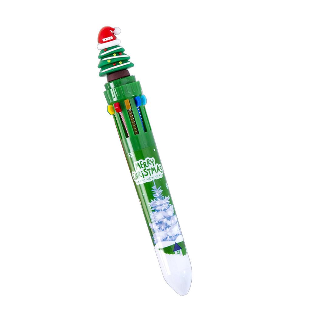 Christmas Ten-color Ballpoint Pen, Cute Cartoon Style, Suitable For Holiday Gifts5ml