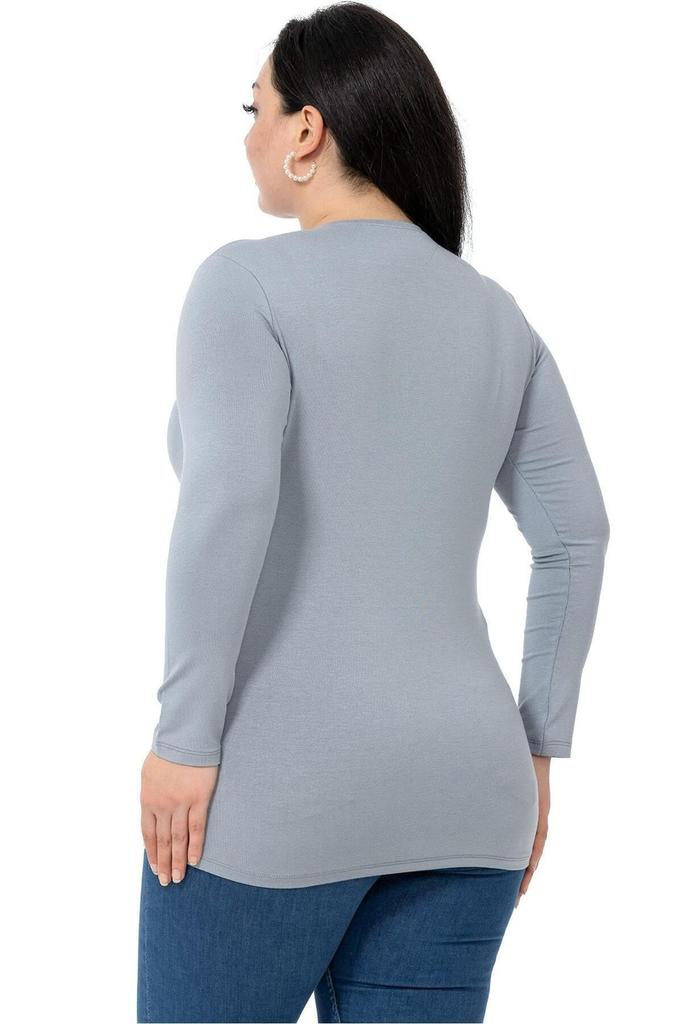 Women's Style Big Size Body Plus Size Crew Neck Long Sleeve Viscose Black Body