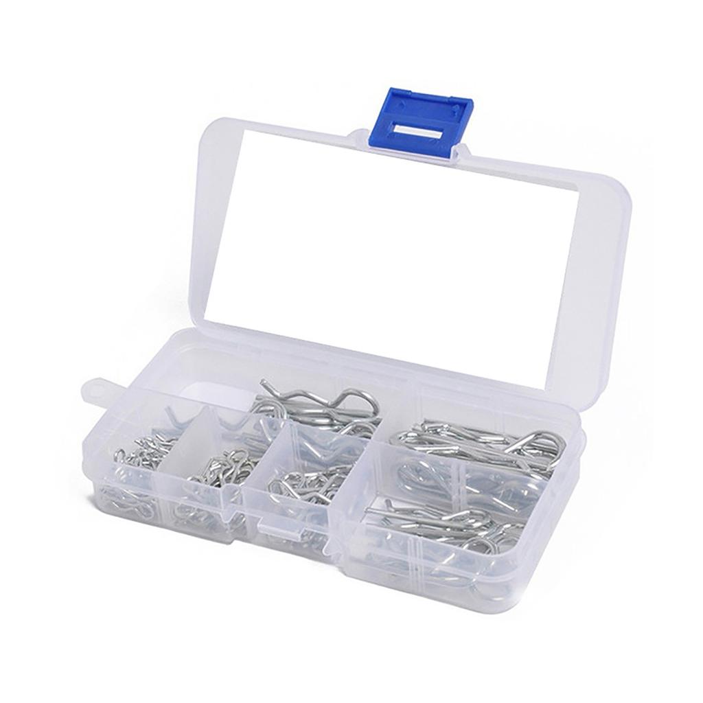 Шплинты 100 шт. R-образные клипсы Клипсы для пальцев сцепки Наборы ассорти 6 размеров Углеродистая сталь R-образный шплинт для резьбового соединения и защиты