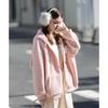 TonLion 2025 Winter Women's Striped Rabbit Ear Plush Hooded Coat