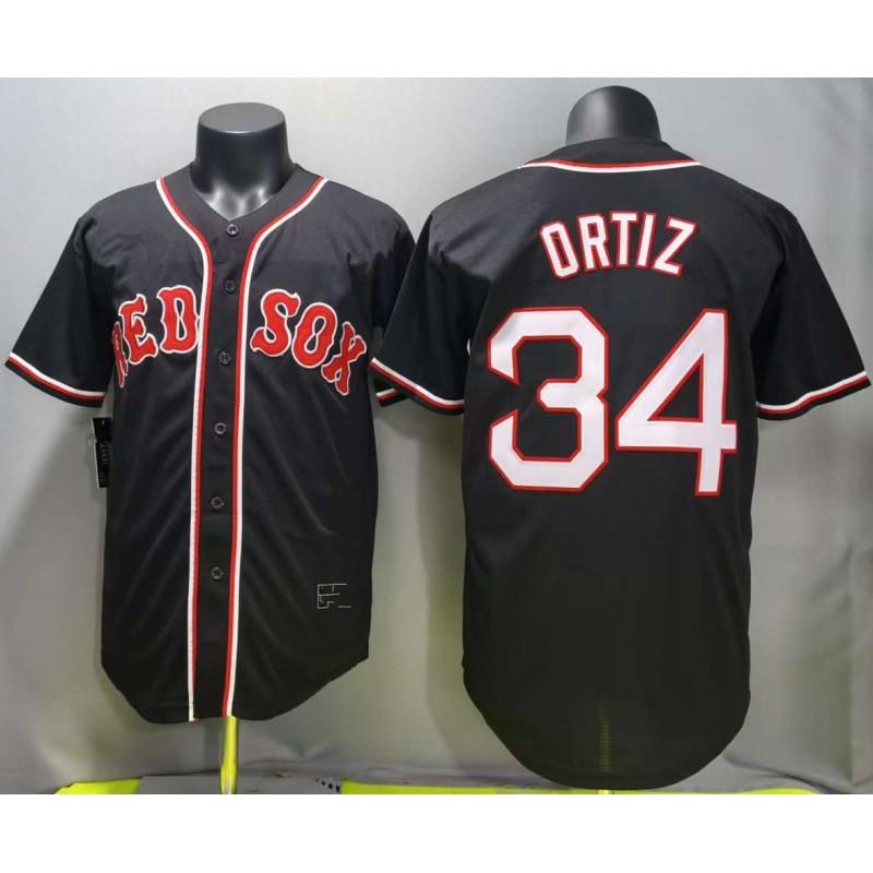 Boston Red Sox 34 Ortiz Black Baseball Jersey 2026 Edition Mens Fan Apparel Sportswear