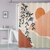 Fabric Shower Curtain for Bathroom Mid Century Boho Shower Curtains Abstract Tropical Leaf Bathtub Treatment Panels with Hooks