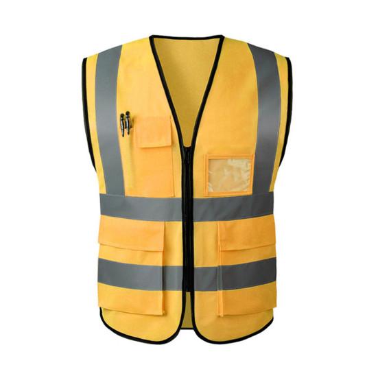 Рабочий жилет для мужчин и женщин, светоотражающий жилет с V-образным вырезом, без рукавов, на молнии, дышащий, ночной