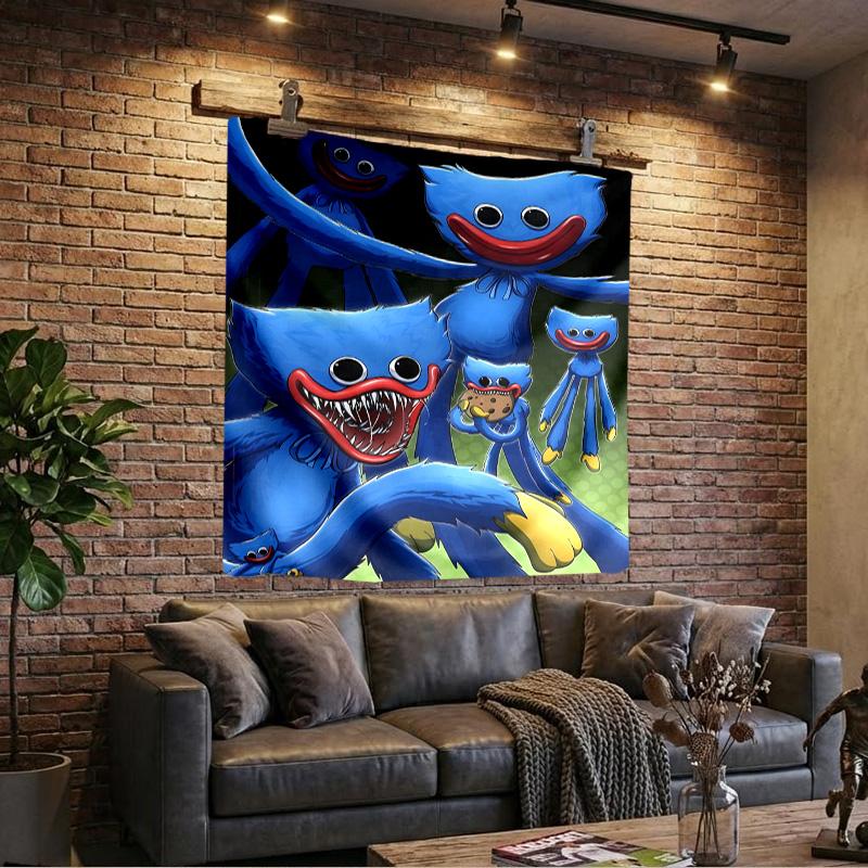 Blue Monster Huggy Family Printed Tapestry, Wall Hanging,Livingroom, dormitory, Large Wall Decor, Fabric Decor Fan Birthday Gifts