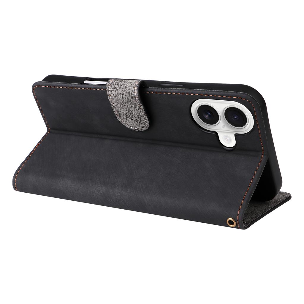 For iPhone 16 Wallet Case RFID Blocking PU Leather Cover Stand View