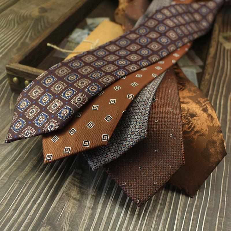 Tie Men'S Retro Coffee Wedding Stage British 8Cm Dress Professional Business Hand Blue Stripe Portuguese Music