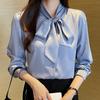 Women Blouses Shirts 2025 Spring Long Sleeve Women Blouse Shirt Bow Collar White Chiffon Blouse Shirt Women Tops J868