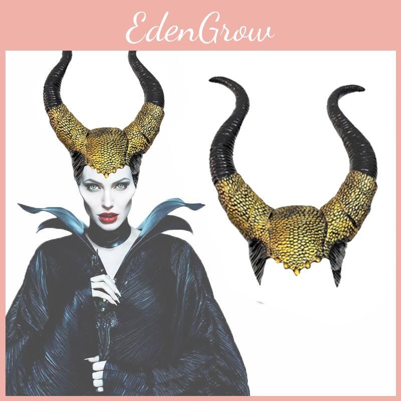 2024 New Golden Maleficent Horns Latex Mask For Halloween Cosplay And Carnival