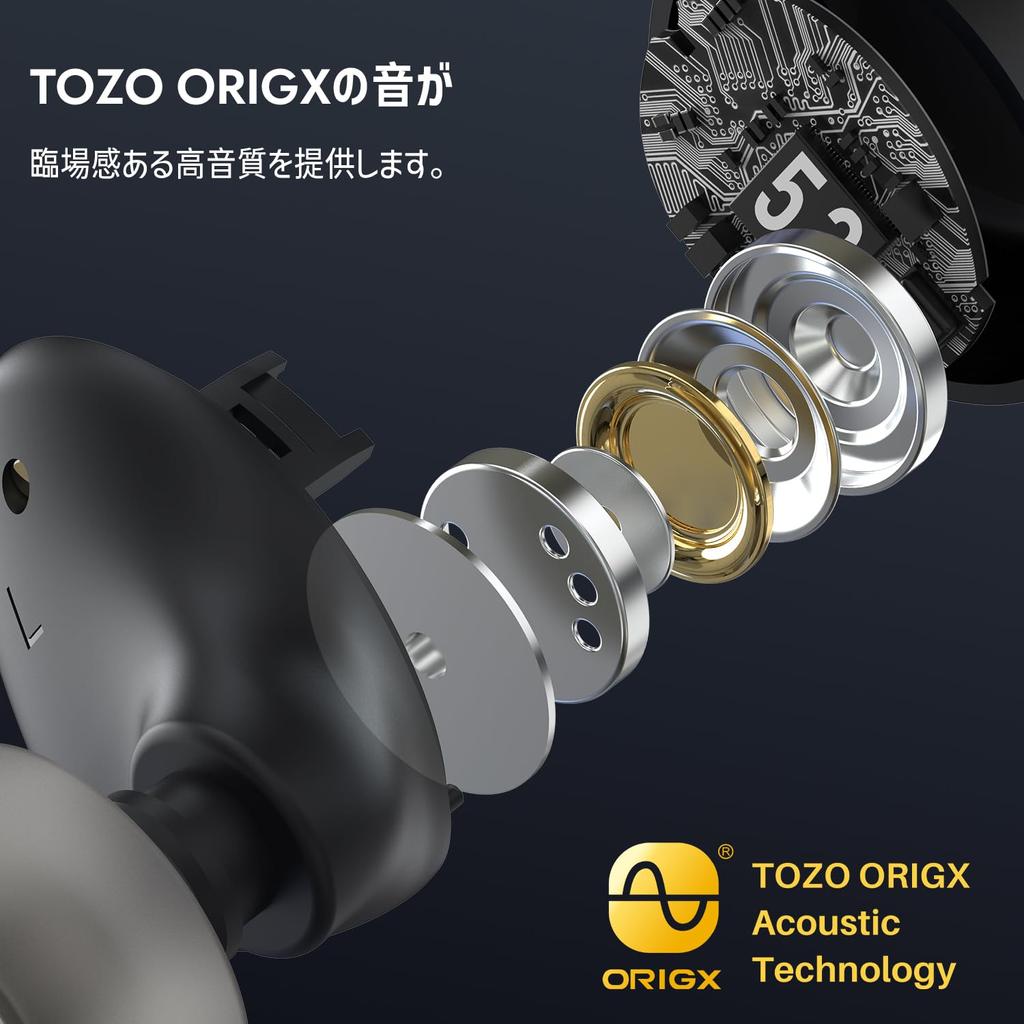 TOZO A1new Latest Design Hours Music Waterproof with Dedicated Custom EQ Mode Passive Noise Canceling Instant Connection Long Distance Connection Fast