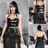 Готический панк PU High Street Personality молния однотонный топ Harajuku эстетика тонкий слинг укороченный топ кожаный Caims