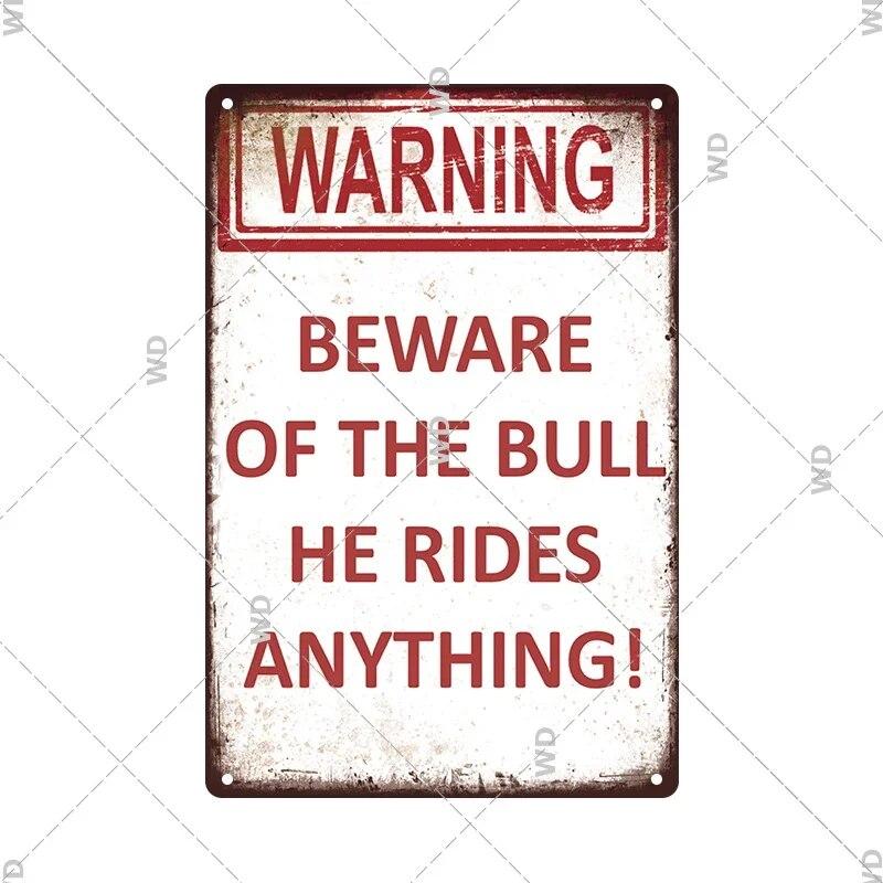 Beware Animals Dog Cat Bull Kraken Chickens Bigfoot Area Retro Tin Sign Caution Decorative Vintage Plaque Metal Poster Decor