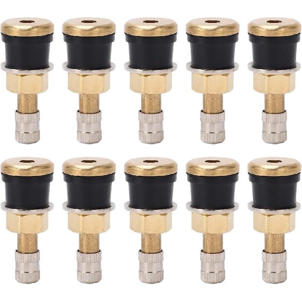 Acouto valve stem, Brass Valve Stem,10 Pcs Brass Valve Stem TR501 High Strength Tubeless Truck Valve Stem for 0.625in Valve Holes