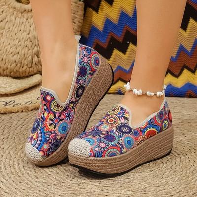Женская обувь 2025 Шнуровка Манжета Женские Вулканизированные Туфли Модная Принтованная Распродажа Круглый Носок Толстая Подошва Повседневная Женская Обувь