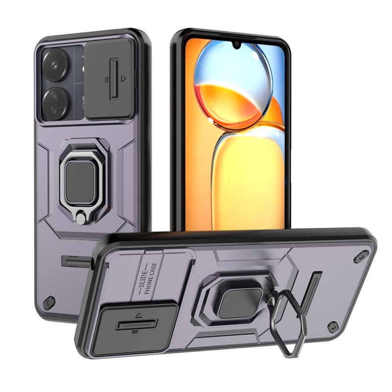 For Xiaomi Redmi 13C Case Slide Camera Protect Armor Phone Case For Poco C65 PocoC65 C 65 Magnet Holder Ring Cover Redmi13C 13 C