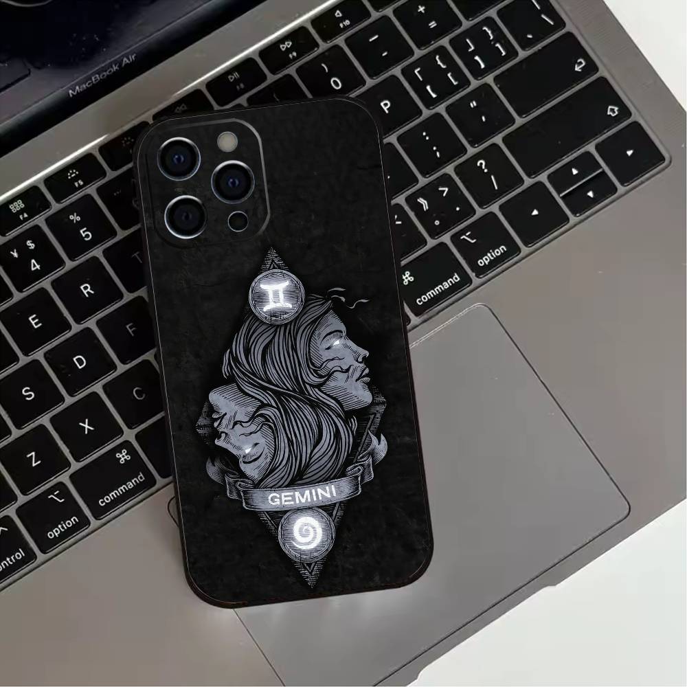 Twelve zodiac signs Phone Case For iPhone 17,16,15,14,13,12,11 Plus,Pro Max,XS,Soft Silicone Black Cover