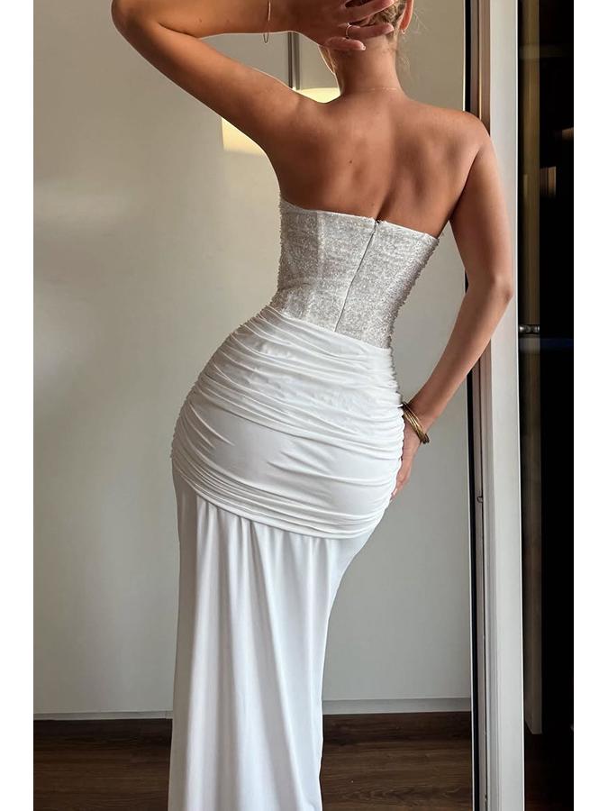 Женское платье-бандо на шнуровке с высокой талией, европейско-американский стиль, однотонное, облегающее, модель 8203.