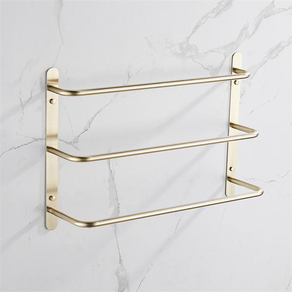 Три слоя в шахматном порядке, держатель для полотенец, вешалка для полотенец, набор аксессуаров для ванной комнаты, нержавеющая сталь 304, золотой цвет