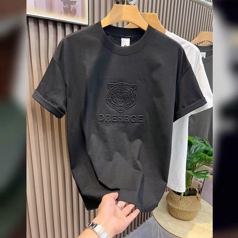 Мужская летняя корейская стильная свободная повседневная футболка с короткими рукавами