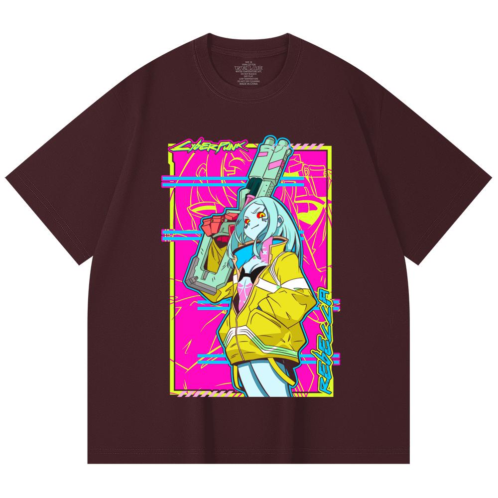 230 Gsm 100% Cotton Cyberpunk Edgerunners V6 Rebecca Print Unisex Heavy Cotton T Shirt