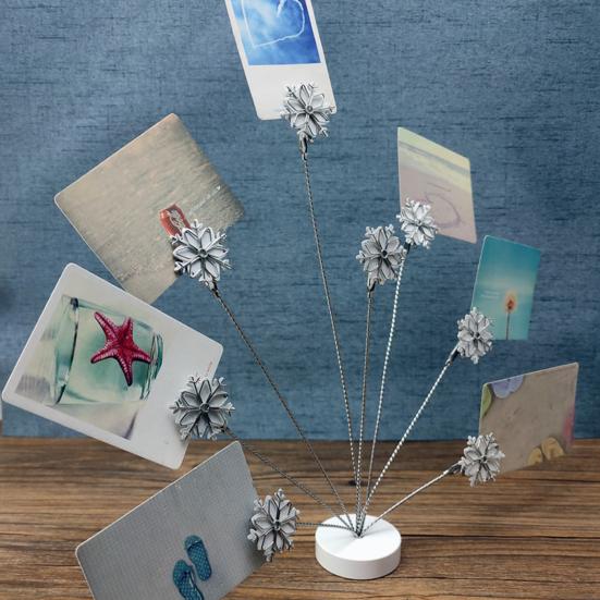 Snowflake Photo Tree Holder Clip for Memo Paper Note Photo Display 8 Branches Tree Card Holder Metal Picture Frame Stand for Home Office Desk Decor