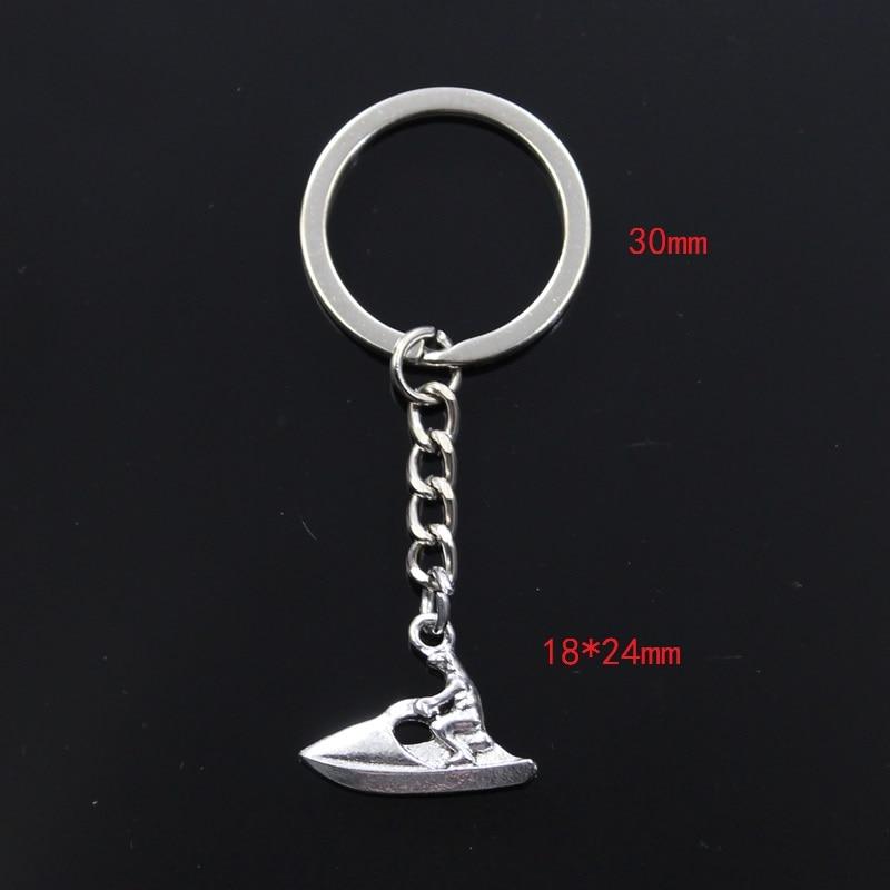 Fashion Keychain 18x24mm Motorboat Yacht Houseboat Silver Color Pendants DIY Men Jewelry Car Key Chain Ring Holder Souvenir Gift