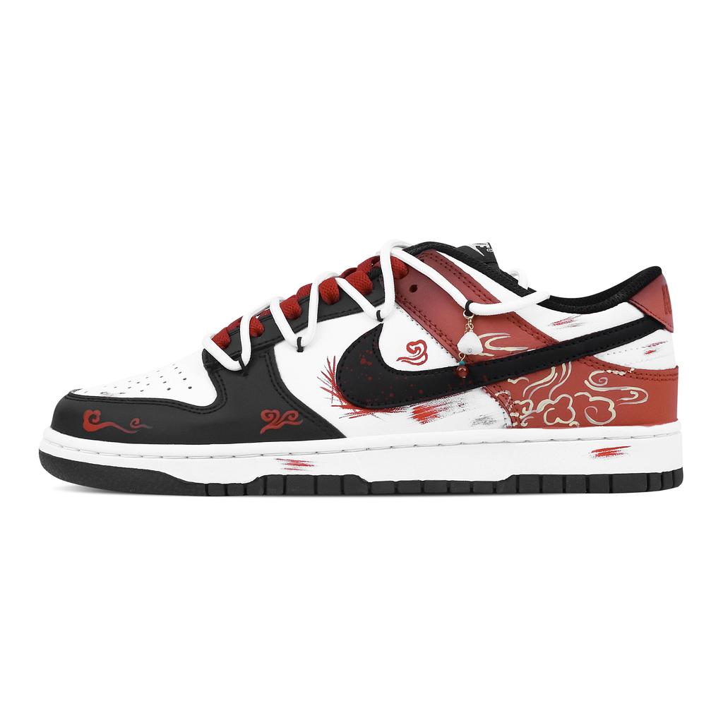 Nike Dunk Vermilion Smoke Slip Resistant Abrasion Resistant Low top Skateboard Shoes Unisex Black Red HF5441-100(Team773-1)