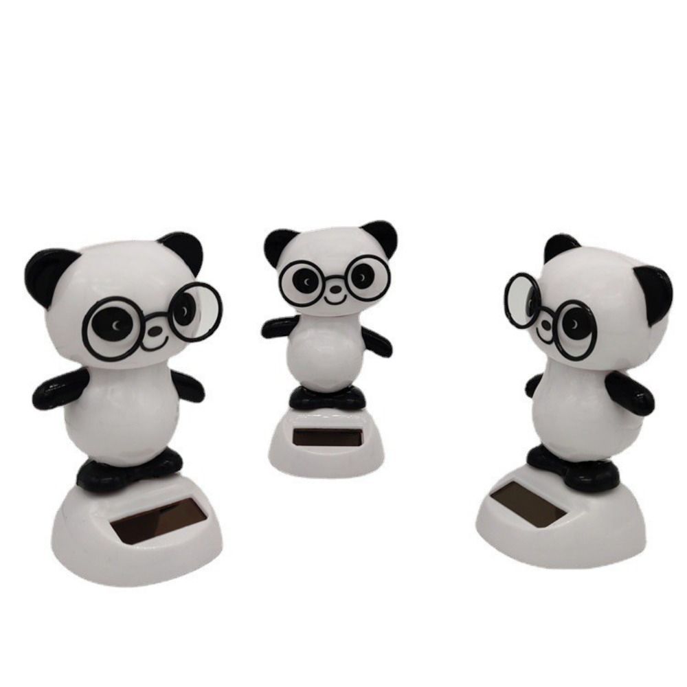 Пластиковая солнечная энергия панда украшение автоматическая голова качающаяся кукла автомобиль подвеска автомобиль