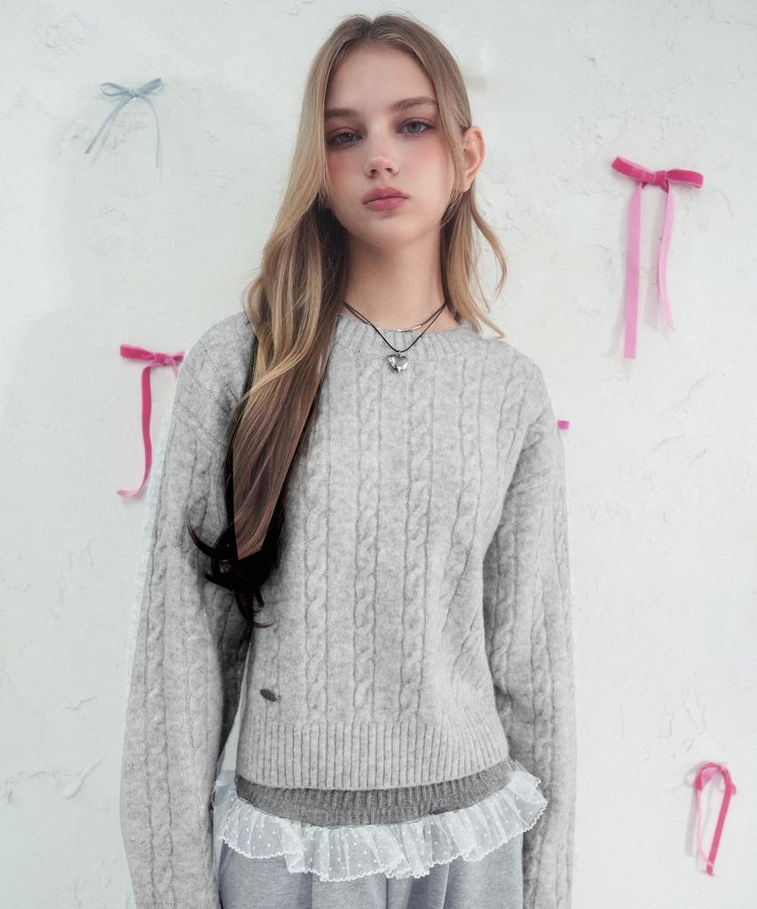 VIVACIOUS Ecru Round Twist Knit_4Colors