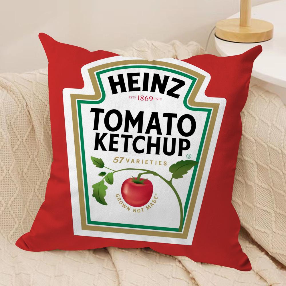Funny KKetchup LLabel Cushion Cover Pillowcase Ultra Soft Skin Friendly Fabric Cloud Like Comfort Concealed Zipper