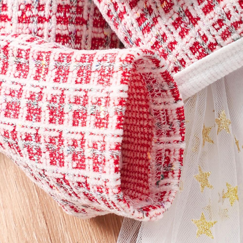 Платье с длинным рукавом 2-7 лет Новый стиль Платье с ярусами с длинным рукавом для девочек Рождественское платье с сумкой