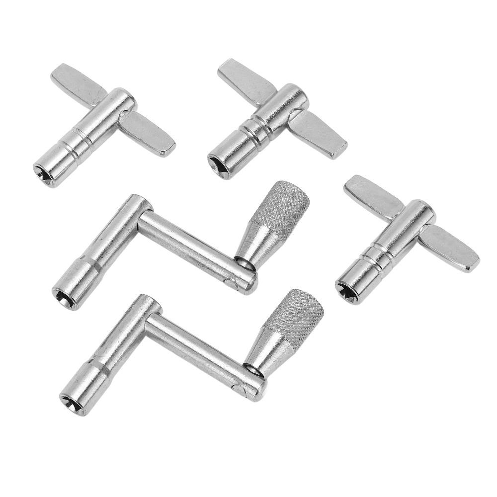 5PCS Silver Drum Tuning Key Metal Percussion Hardware Tool Premium Drum Wrench Set  For Drummers