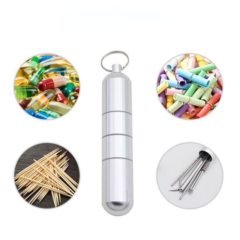 Многосекционная съемная бутылочка с лекарством из алюминиевого сплава, герметичный держатель для зубочисток, водонепроницаемый картридж с лекарством, брелок, подвесная бутылка