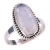 Натуральный Радужный Лунный Камень Драгоценный Камень Ручной Работы Серебро 925 пробы Кольцо S.10 D7Z56