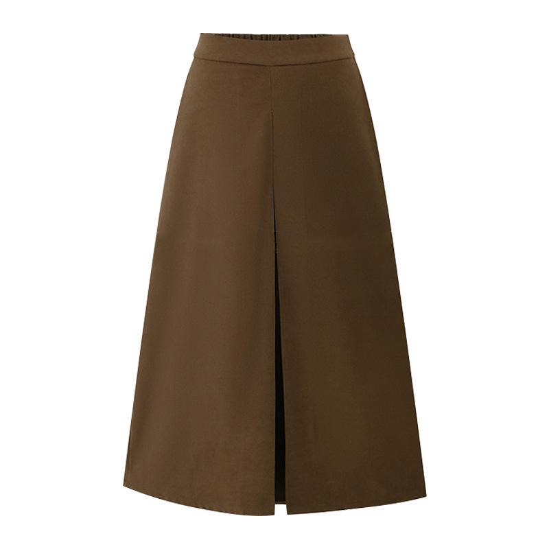 Женская замшевая юбка-карандаш большого размера с высокой талией в цвете Маillard, стройнящая, А-силуэта, средней длины