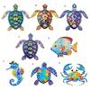 Metal Sea Animal Wall Decoration Colorful Turtle Fish Seahorse Crab